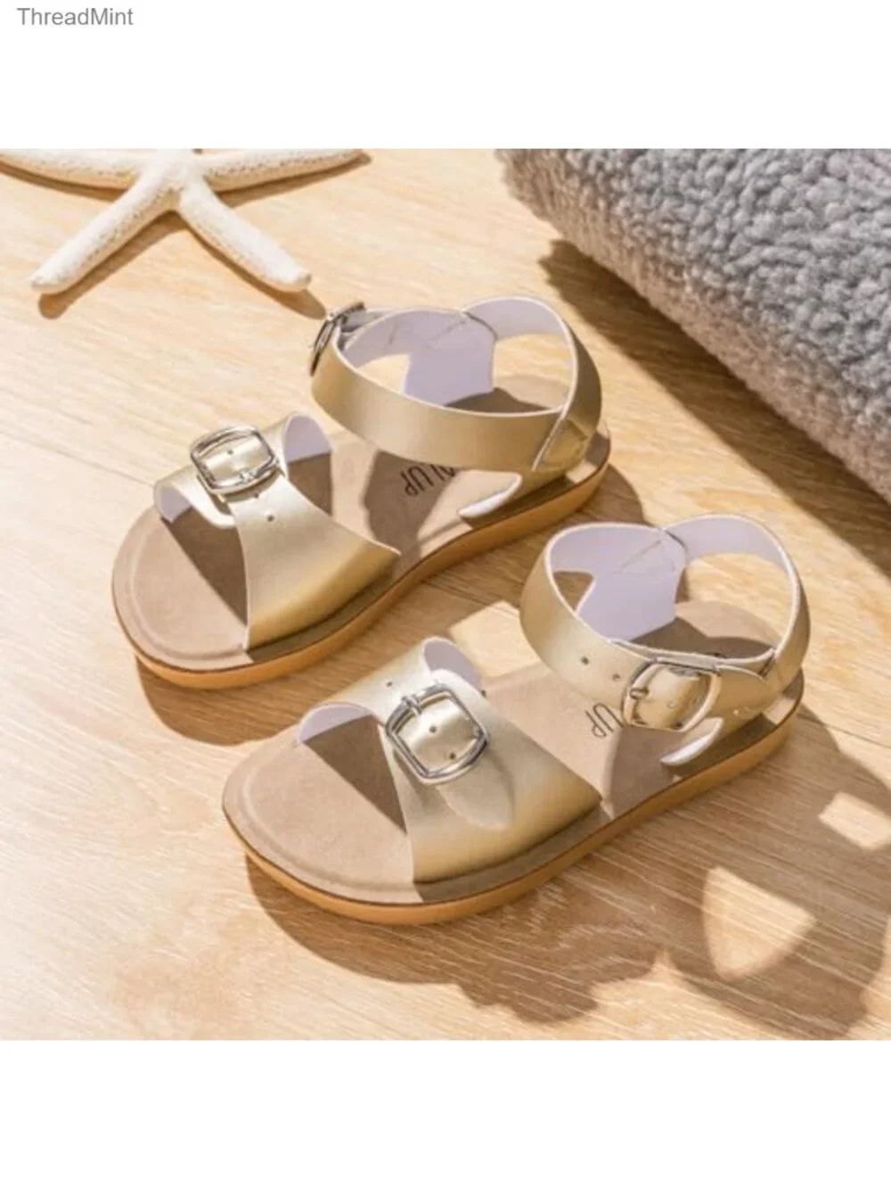 Toddler Girls Boys Double Buckle PU Leather Sandals Flat Non-Slip Casual